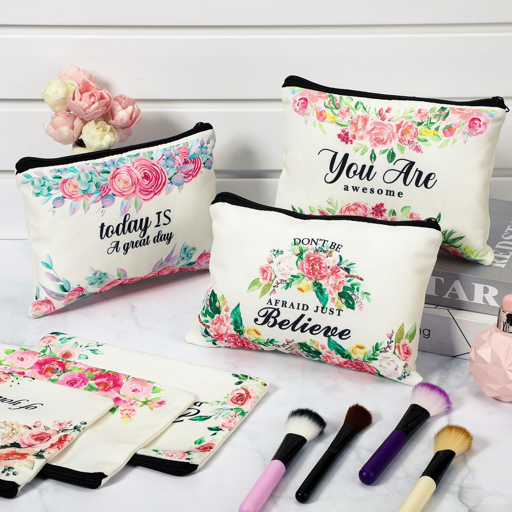 Estuche de maquillaje Pinkunn con diseño floral, duradero y ligero.