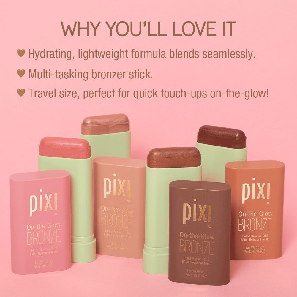 Textura cremosa de Pixi On-the-Glow Bronze facilita deslizamiento y acabado uniforme