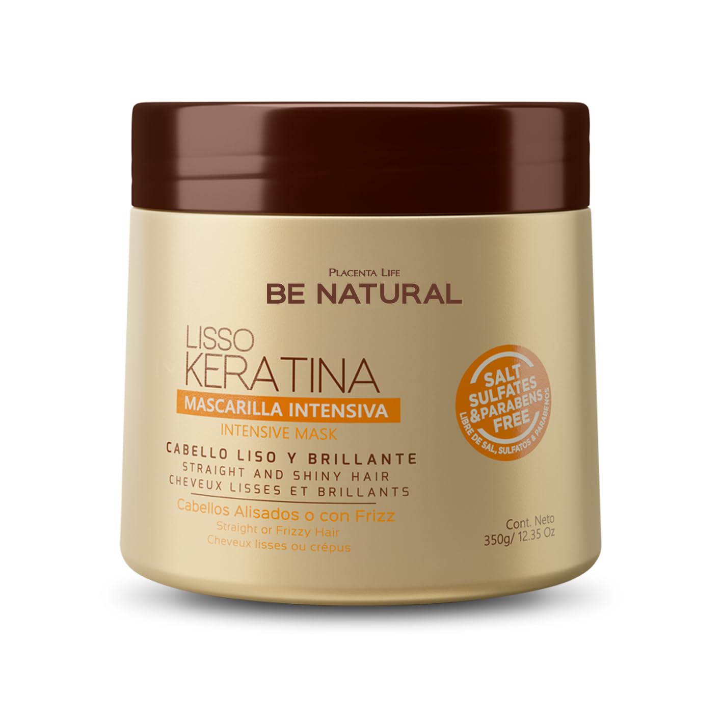PLACENTA LIFE LISSO KERATINA mascarilla envase visible para cabello suave y manejable