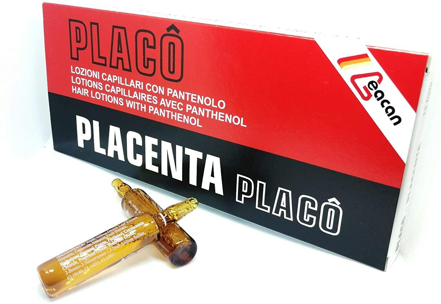 Placenta Placo vial against clean background for home care.