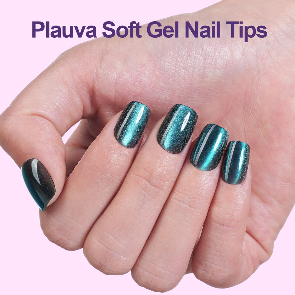 Uñas Plauva ojo gato con brillo para estilo nocturno.