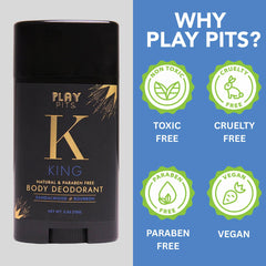 Play Pits Rey desodorante, etiqueta natural y fragancia elegante