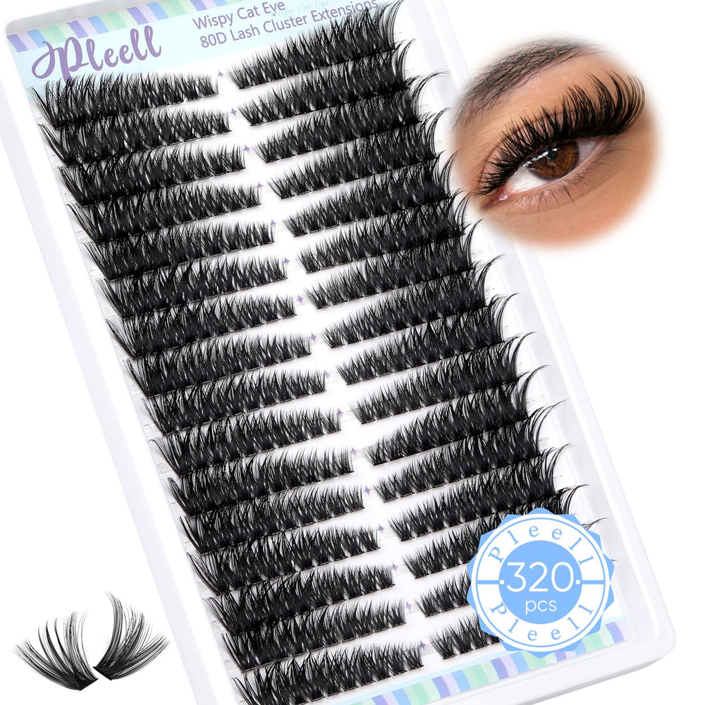 Pleell Lash Clusters Cat Eye 80D for dramatic definition and easy DIY wear.