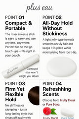 Plus Eau barra control cabello fino: mantiene peinado sin residuos.