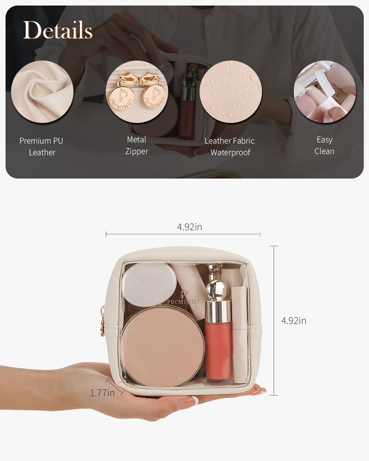 Pocmimut accesorios viaje neceser transparente: almacenamiento ordenado.
