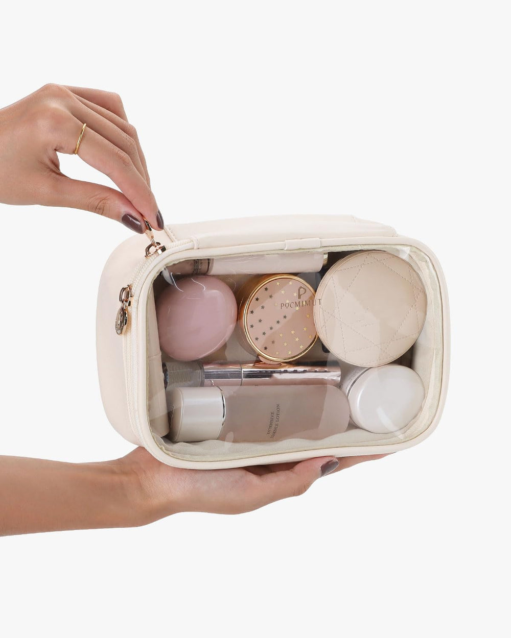 Pocmimut bolsa aseo transparente organiza artículos de higiene.