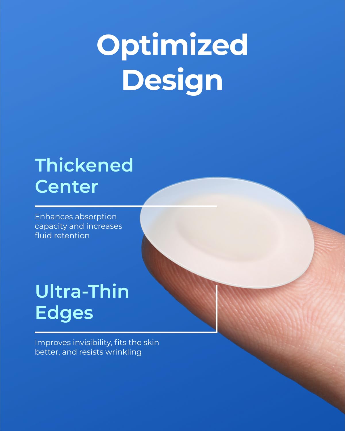 Close-up of ultra-thin POINTMASS patches blending with skin.