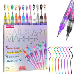 Poiykmt bolígrafos para uñas 12 colores para diseños vibrantes y duraderos.