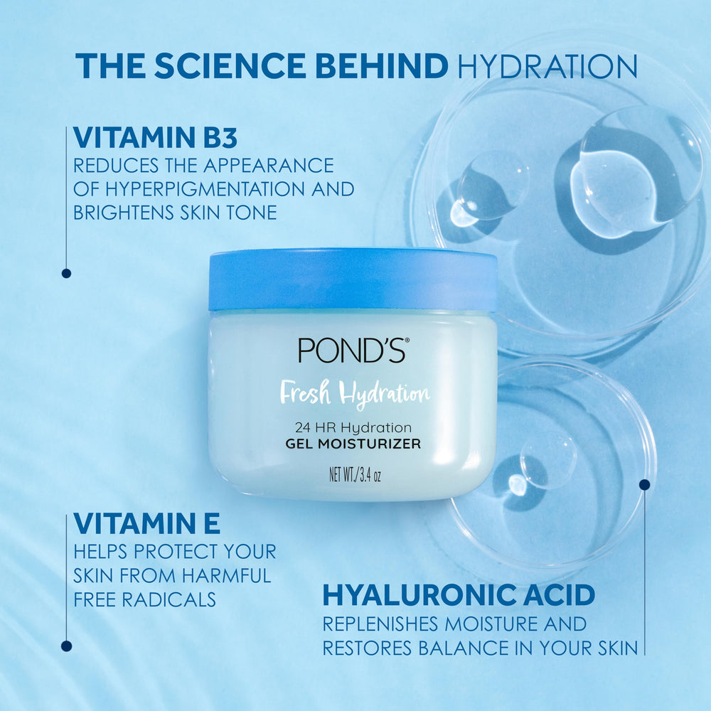 POND’S con cuatro tipos de ácido hialurónico para hidratación profunda.