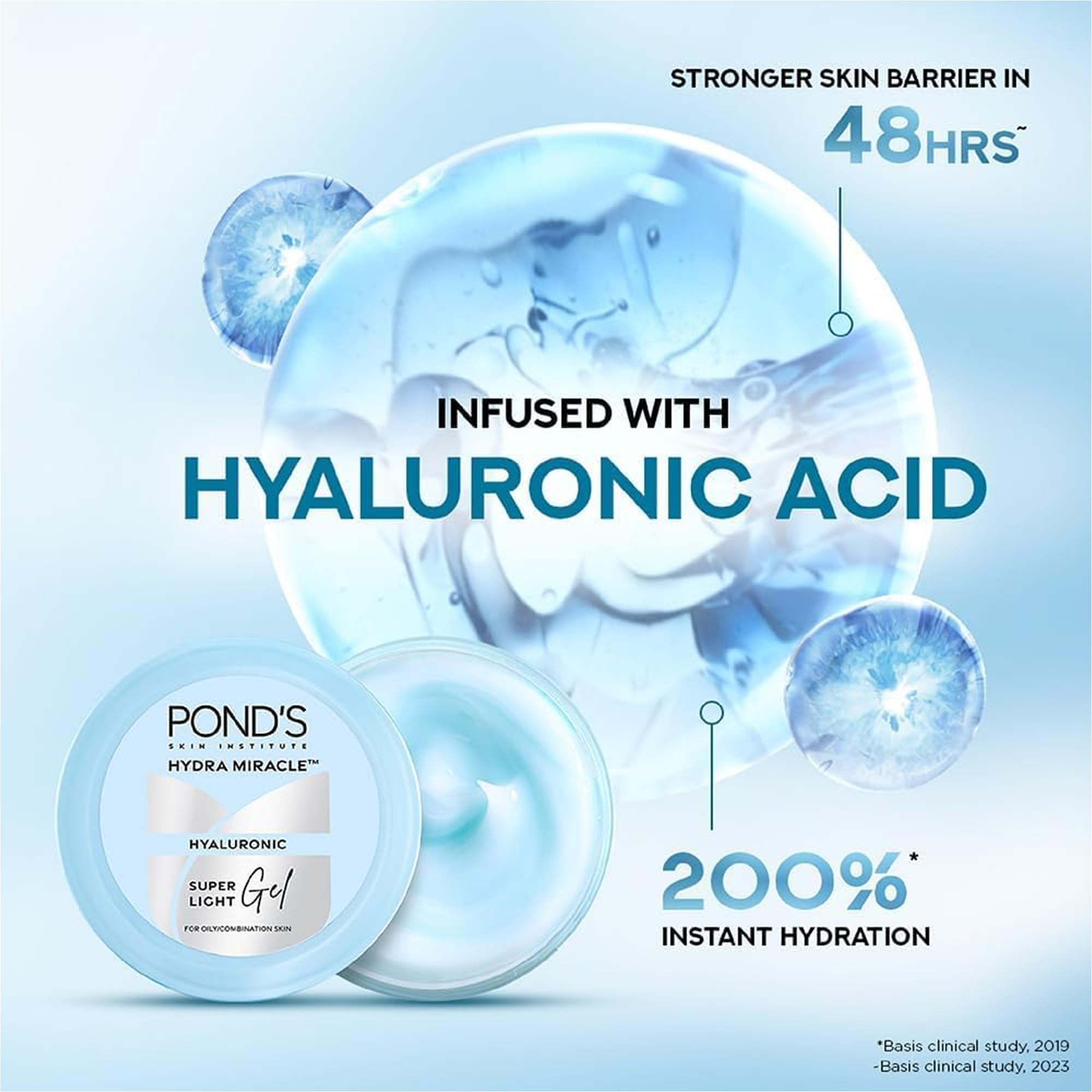 Pond's Super Light Gel absorción rápida deja la piel suave.