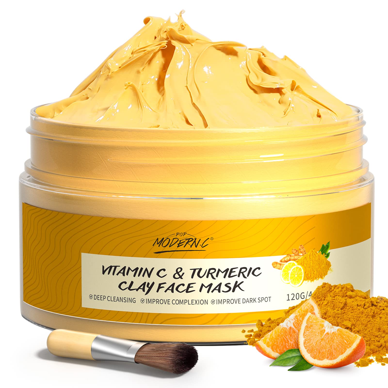 POP MODERN.C turmeric vitamin C clay mask packaging for at-home spa