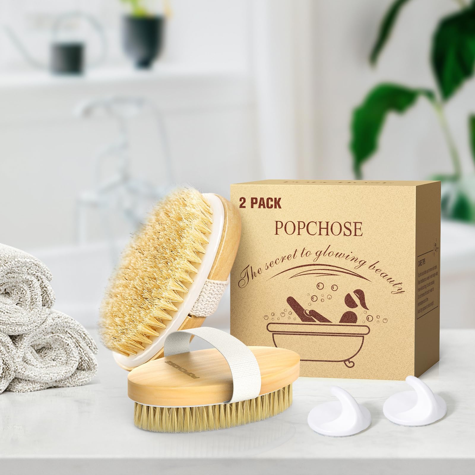 POPCHOSE cerdas naturales mantienen la exfoliación duradera y estable