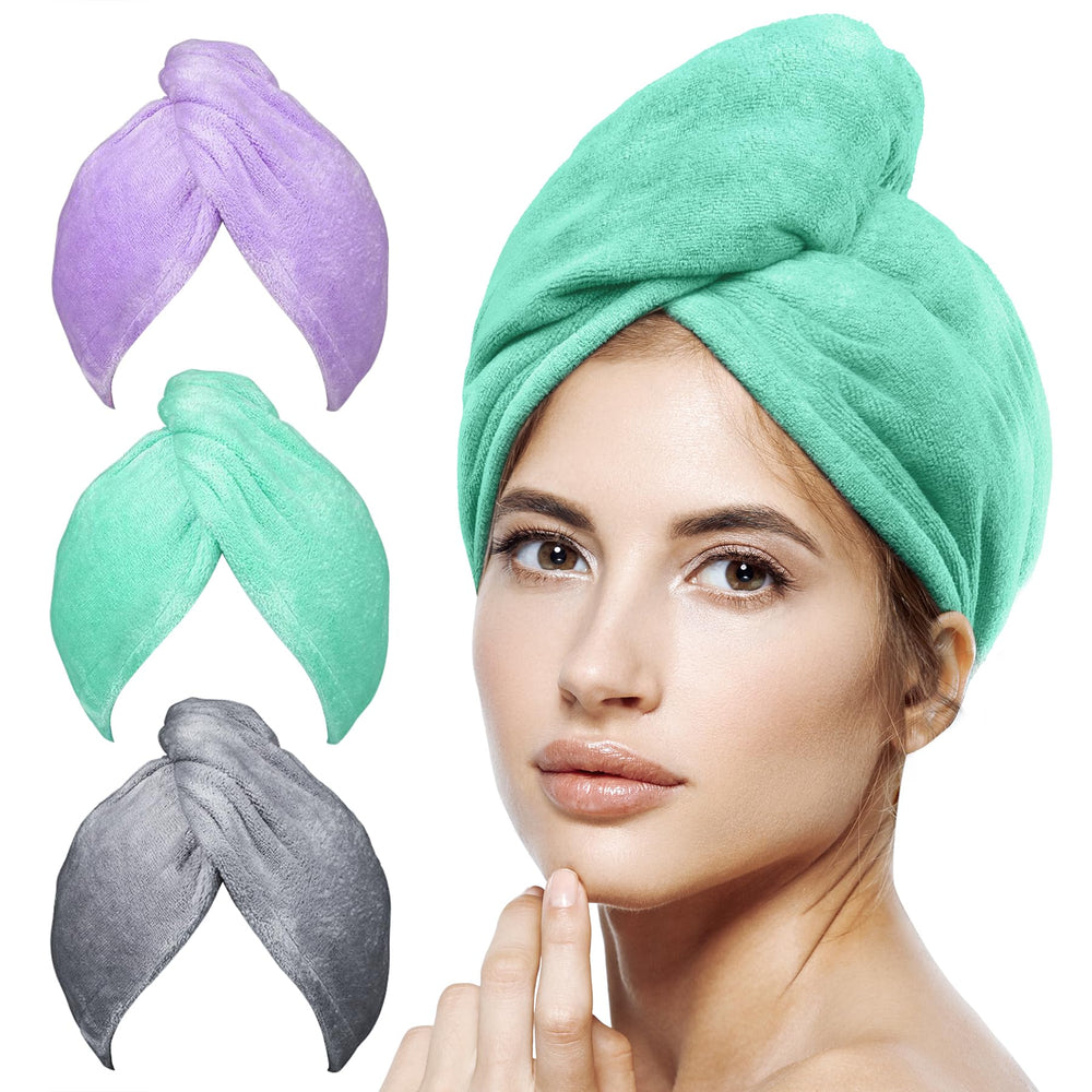 POPCHOSE toalla microfibra cabello 3-pack, absorbe rápido y suave al tacto.