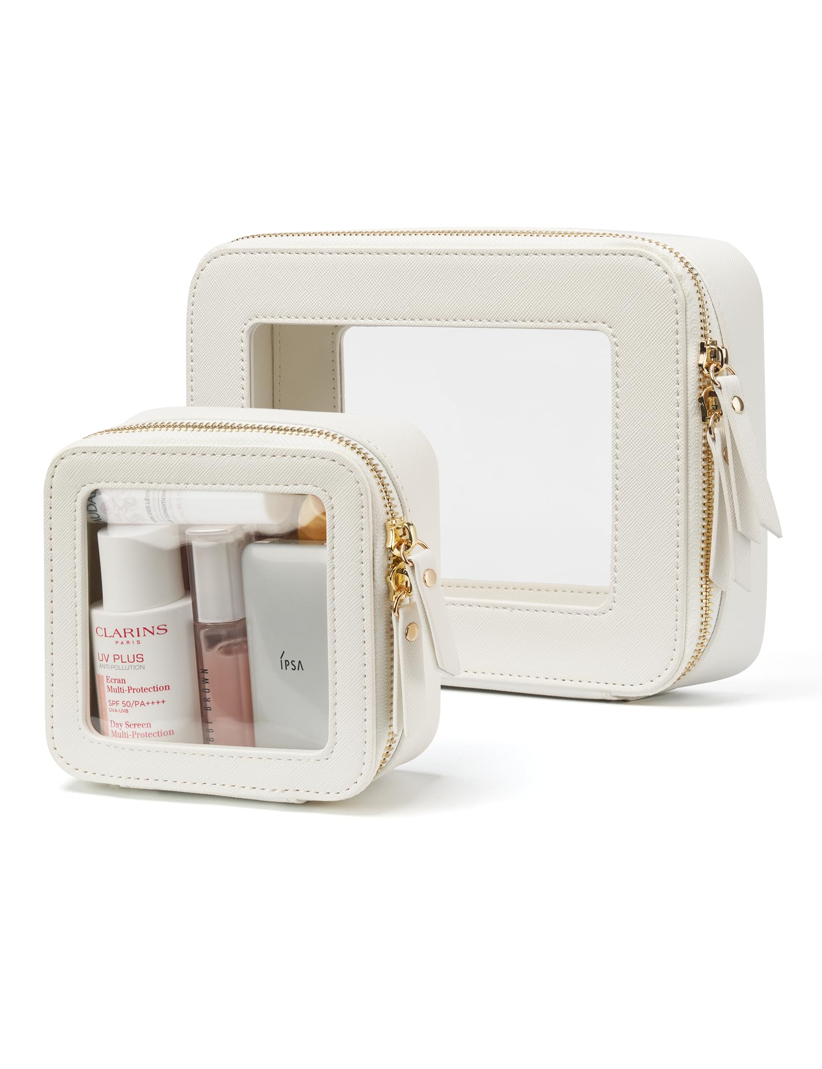 Popvibe estuche maquillaje transparente mini, ideal para ver productos al instante