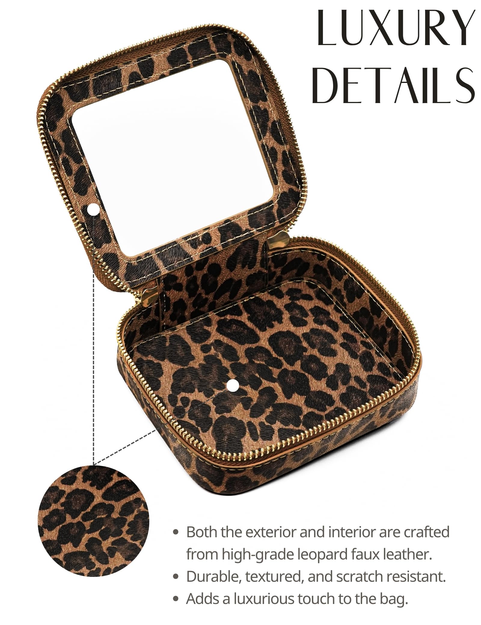 Material cuero sintético con estampado leopardo de Popvibe, resistente y fácil de limpiar.