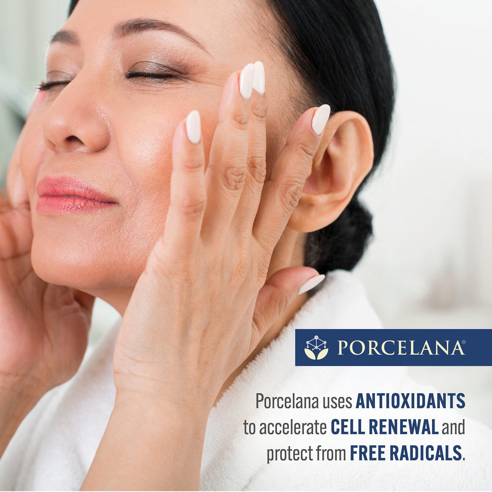 Porcelana Nighttime Hydration Cream packaging front showcases brand and formula