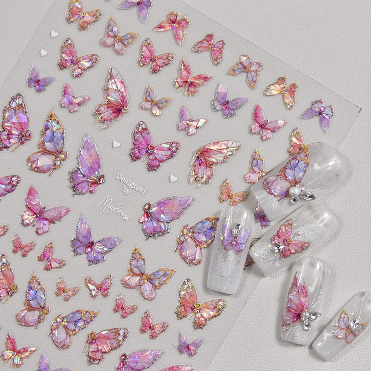 PowPop diseños mariposas flores para uñas, estilo veraniego.