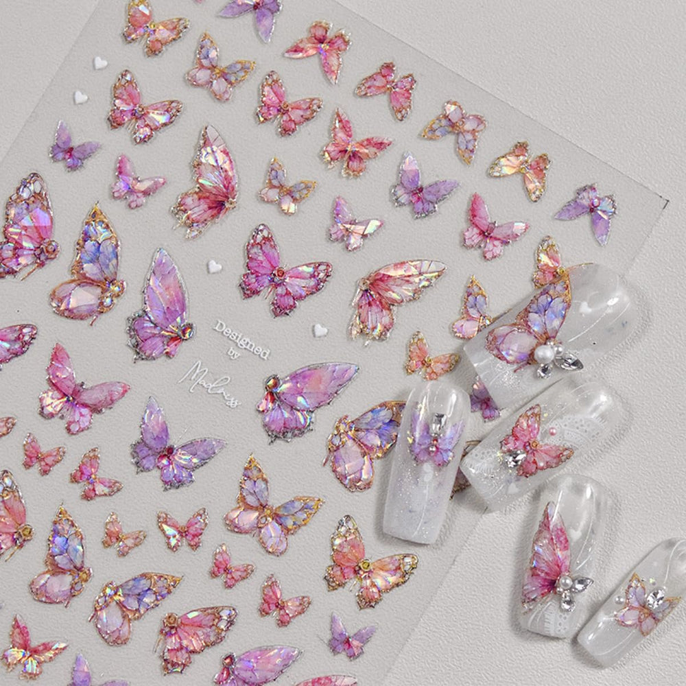 PowPop diseños mariposas flores para uñas, estilo veraniego.