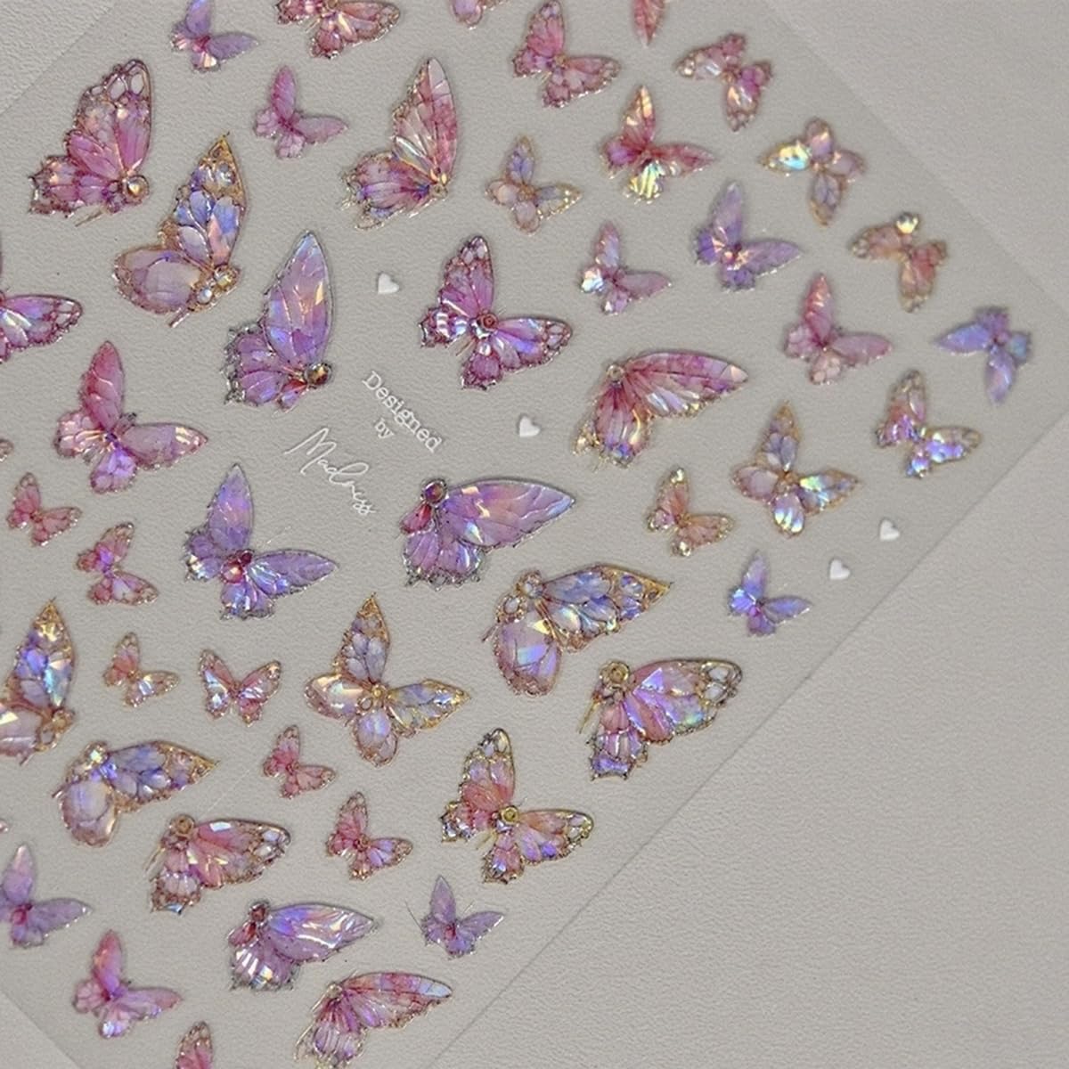 PowPop mariposas en relieve 5D para uñas, acabado realista y elegante.