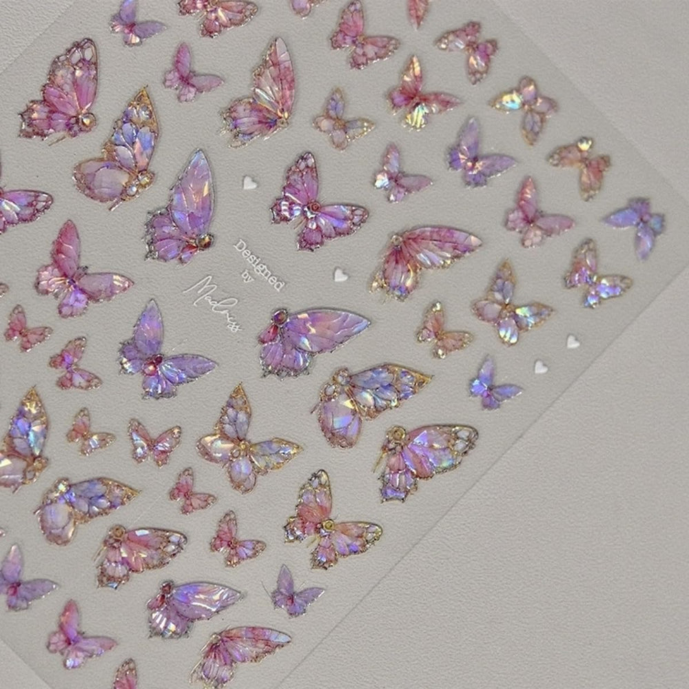 PowPop mariposas en relieve 5D para uñas, acabado realista y elegante.