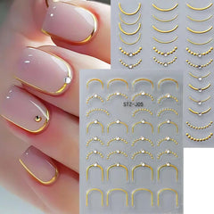 powpop pegatinas francesas 5D en relieve con destellos para uñas elegantes