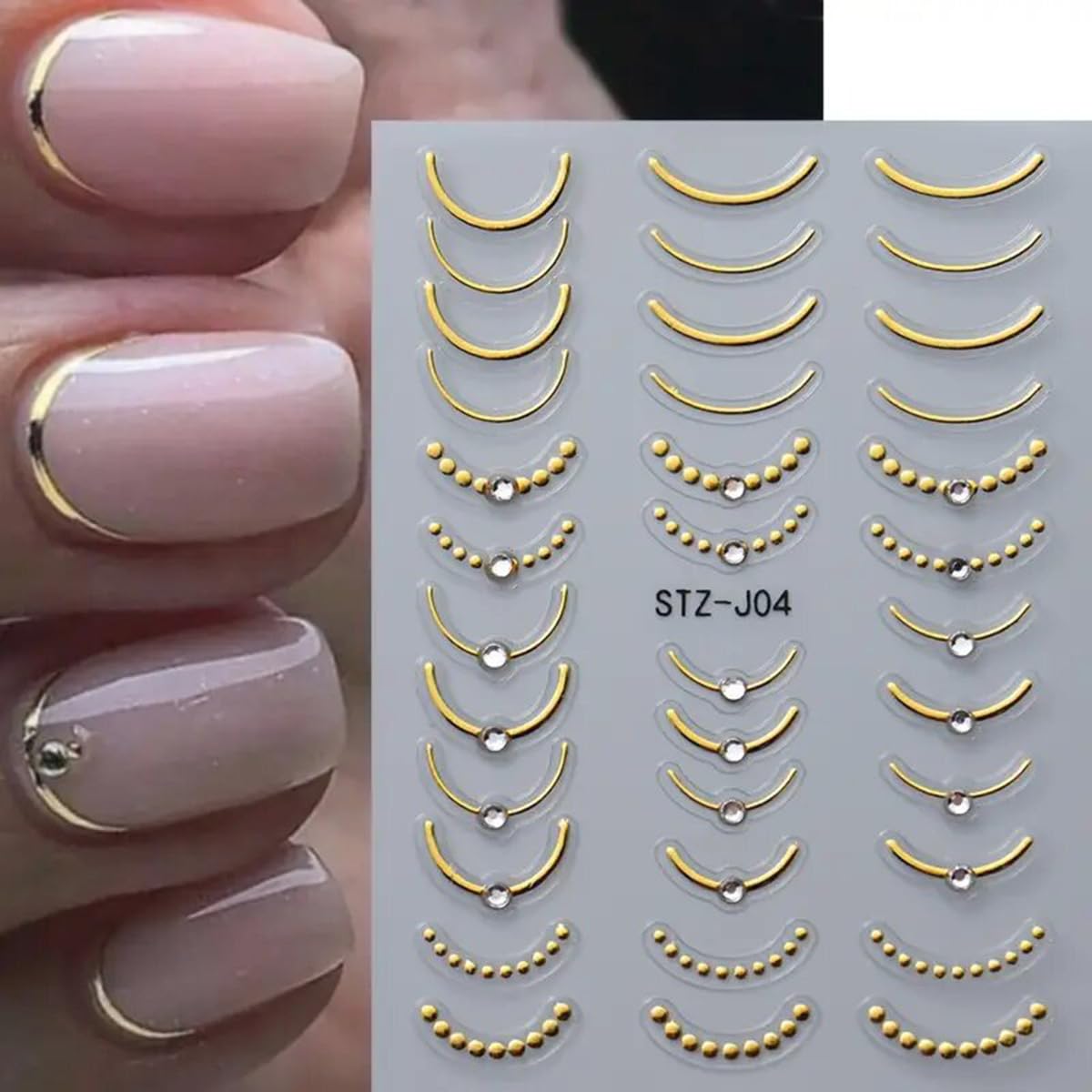 powpop tip frances dorados con líneas onduladas para un look sofisticado