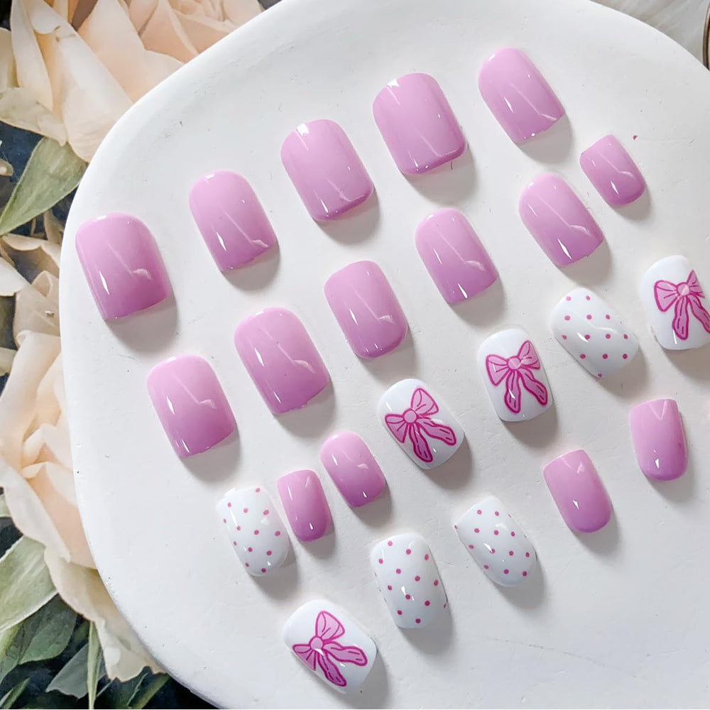 PowPop uñas postizas cuadradas cortas rosas, perfecta para retoques rápidos.