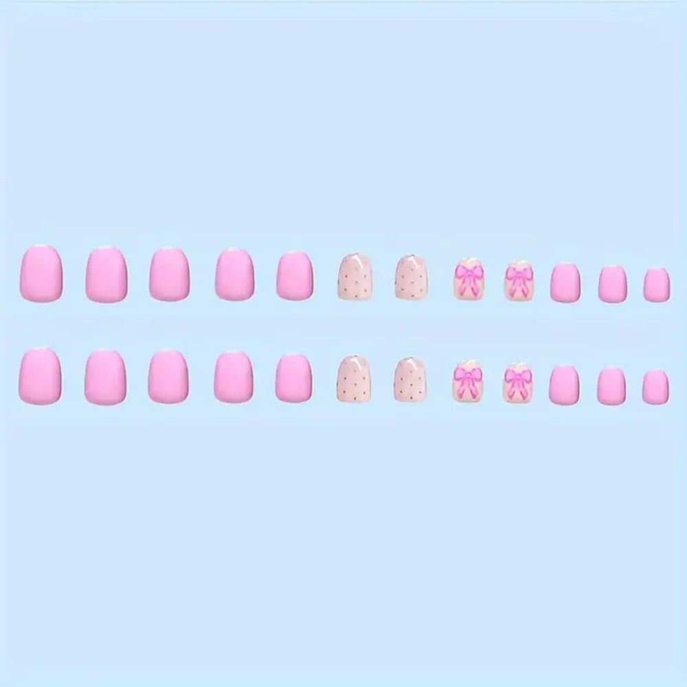 PowPop uñas rosa con lazo, estilo llamativo para eventos y San Valentín.