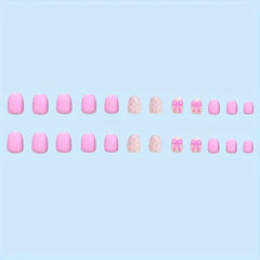 PowPop uñas rosa con lazo, estilo llamativo para eventos y San Valentín.