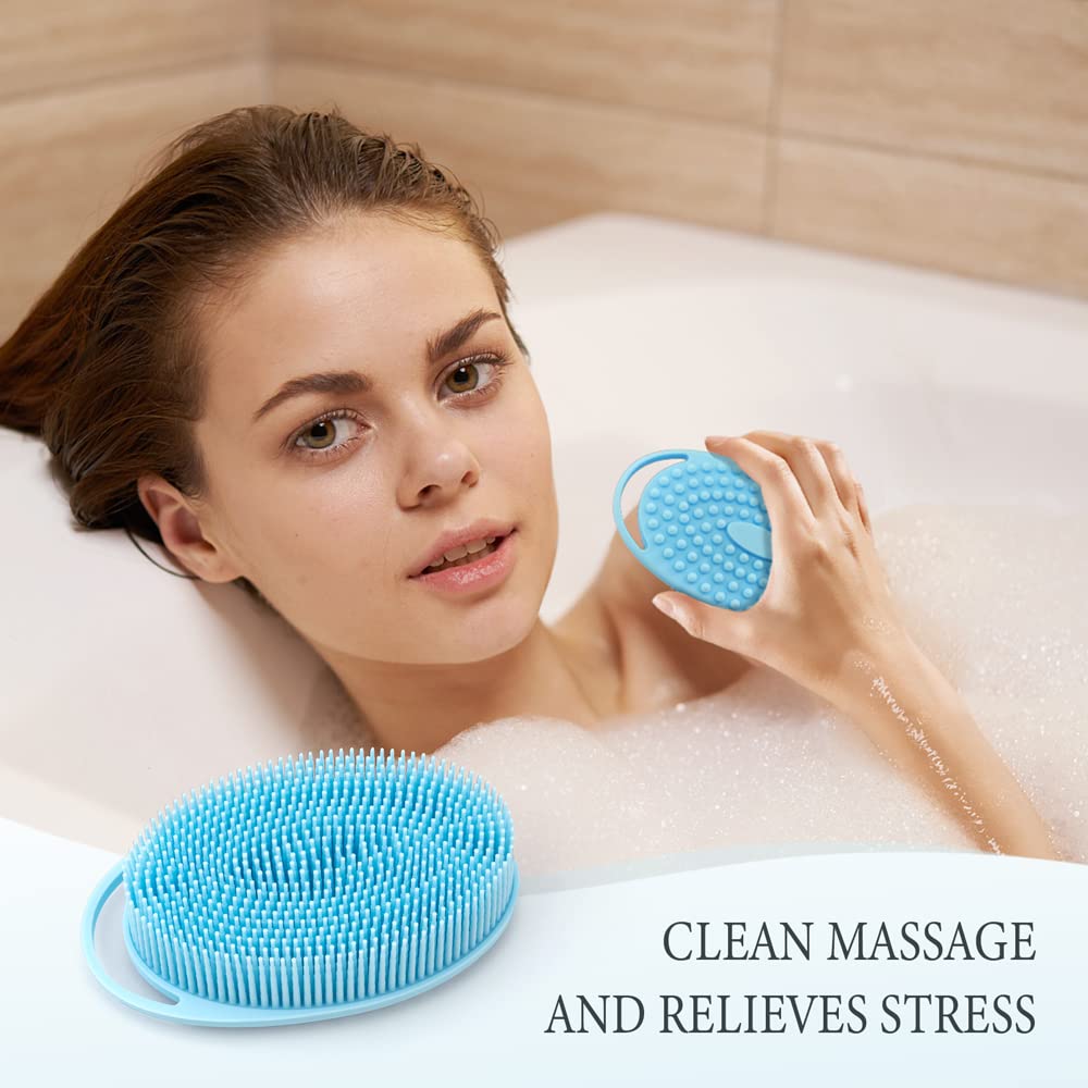 Cepillo para ducha y cuidado facial, uso versátil y cómodo.