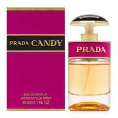 Prada Candy, botella de perfume, ideal para ocasiones especiales y aroma cálido.