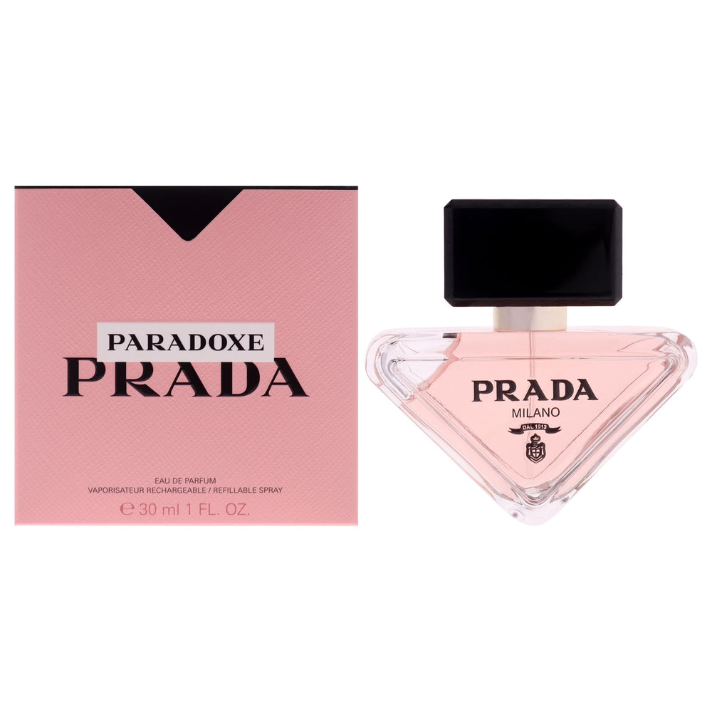 Frasco frontal de Prada Paradoxe, ideal para uso diario gracias a su aroma duradero.