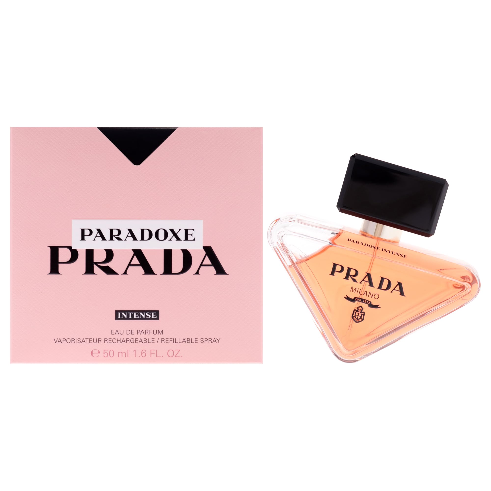 Prada Paradoxe Intense, botella frontal, aroma elegante para el día.