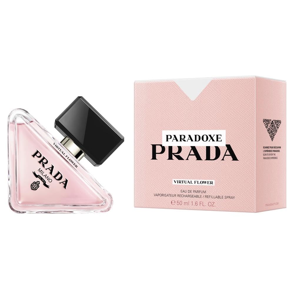 Prada Paradoxe Virtual Flower: botella lateral, composición floral para ocasiones especiales.