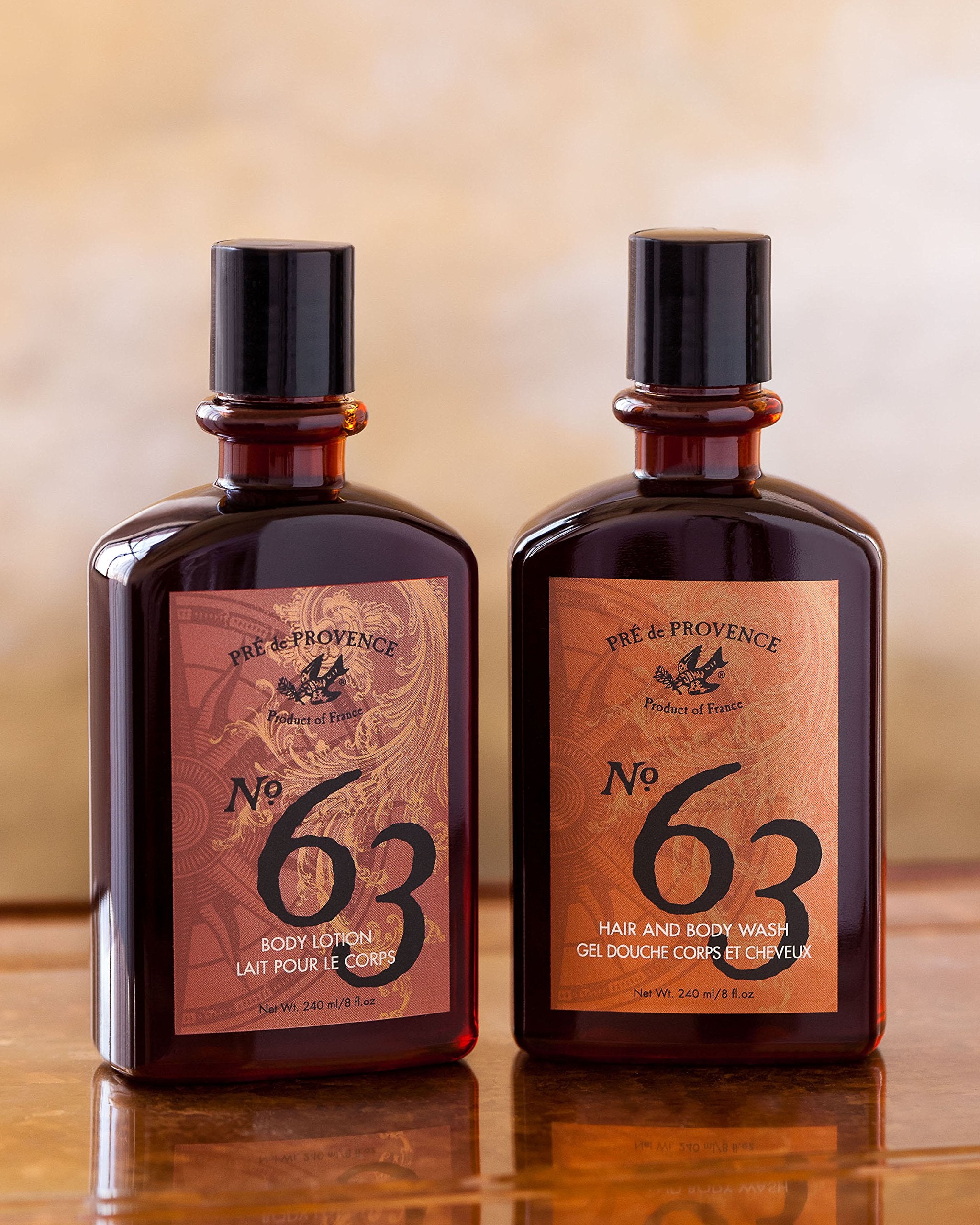 Pre de Provence No.63 men's lotion bottle side angle highlighting ergonomic cap