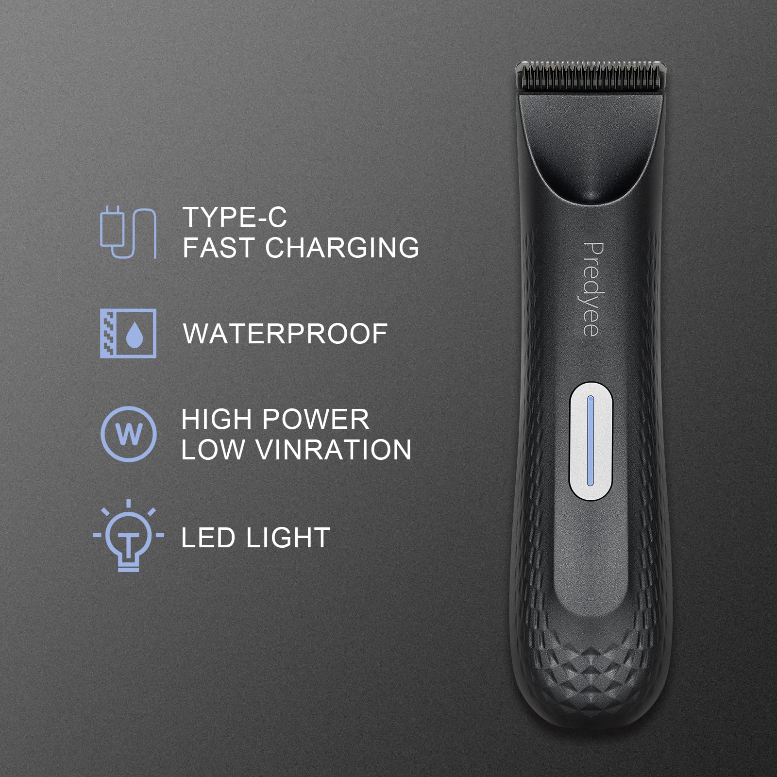 Predyee Manscape Trimmer con iluminación LED para detalles precisos.