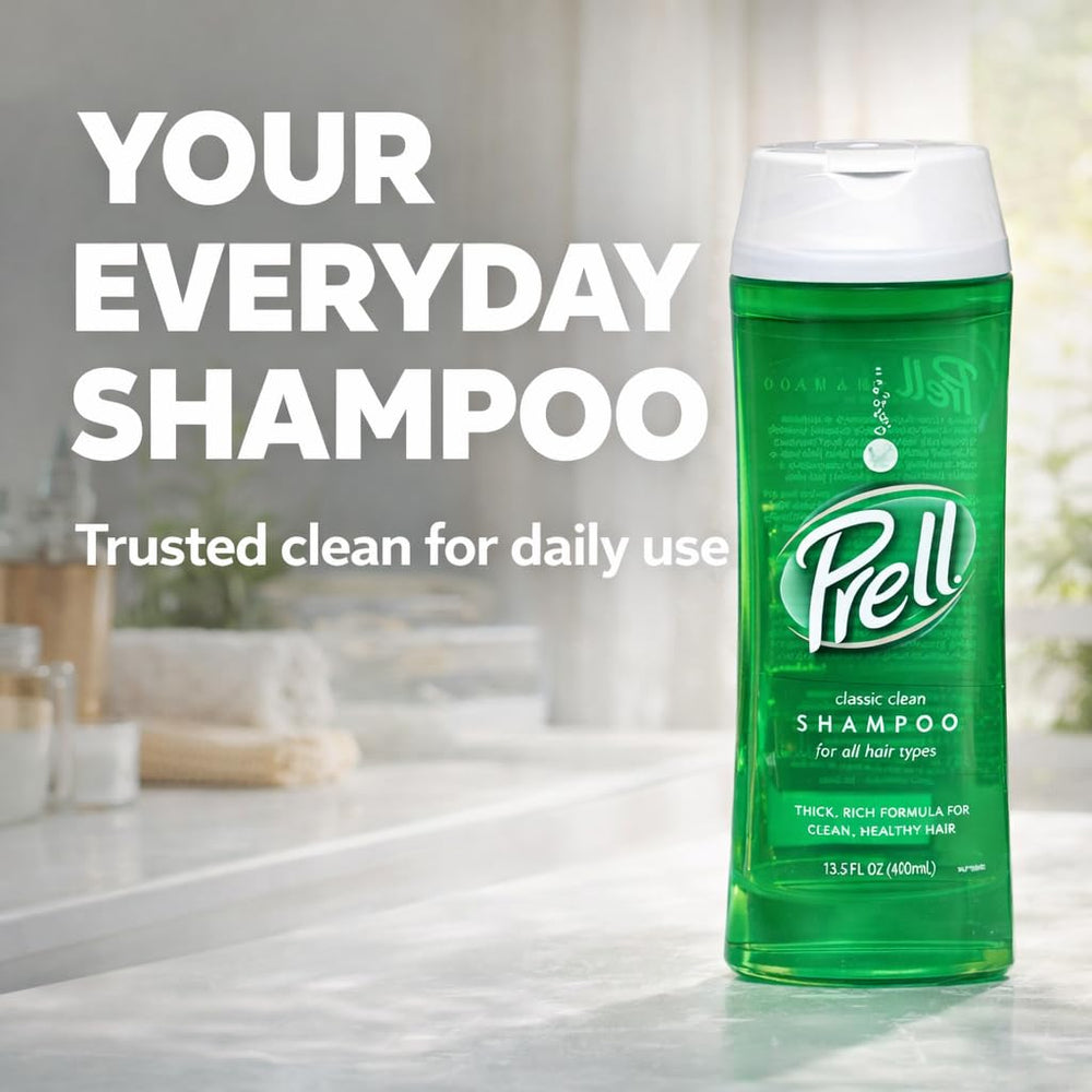 Prell champú verde original, fórmula icónica para una limpieza confiable.