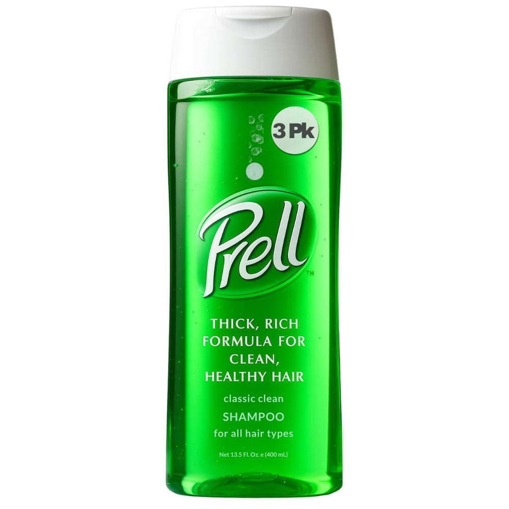 Prell champú verde original, limpieza profunda para cabello limpio y fresco.