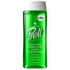 Prell champú verde original, limpieza profunda para cabello limpio y fresco.