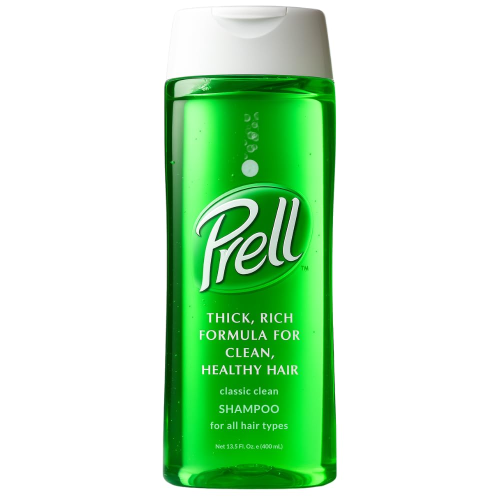 Champú Prell Original Verde en botella con espuma suave para limpieza profunda.