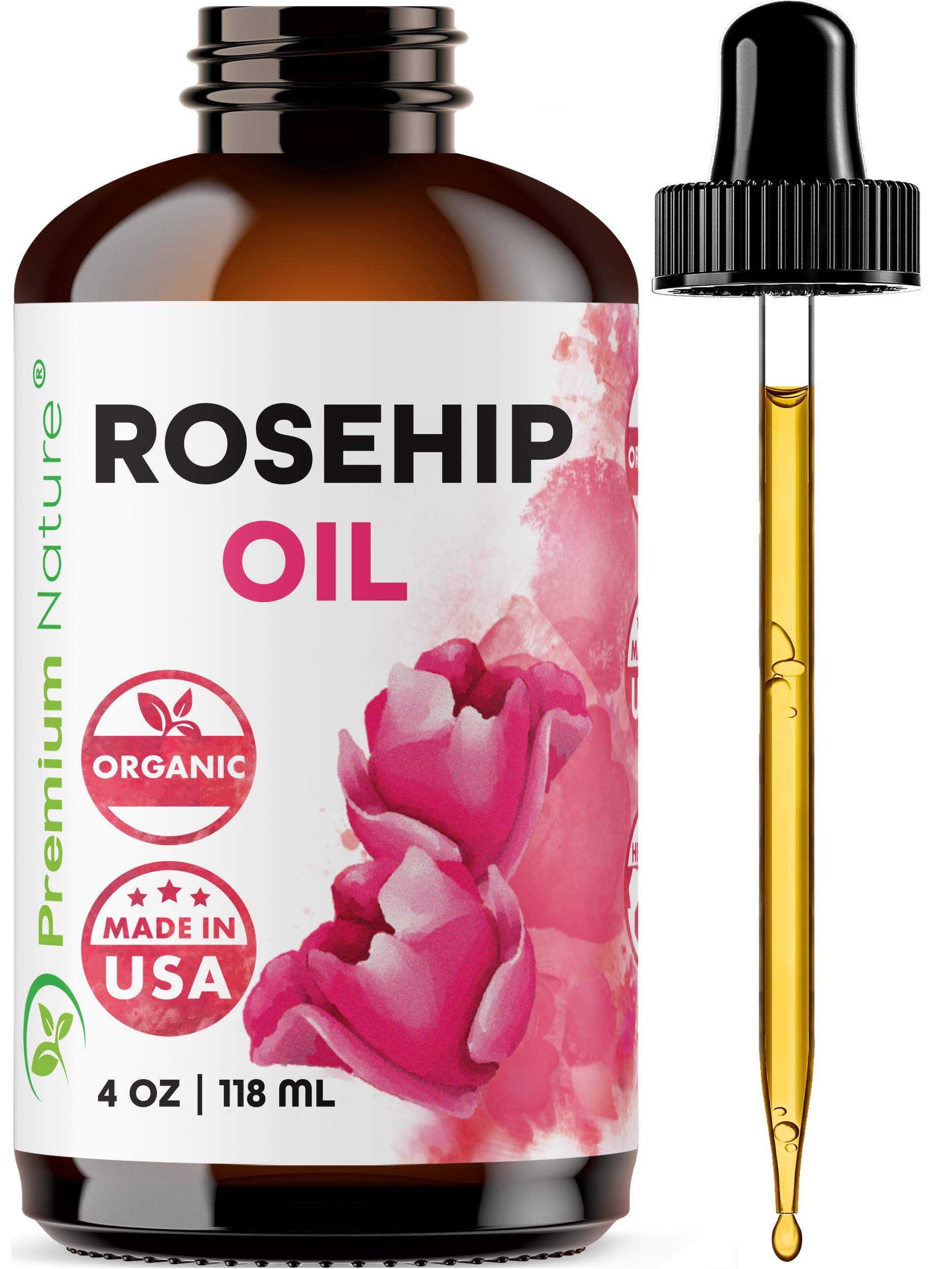 Premium Nature Aceite de rosa en botella, uso diario para la piel