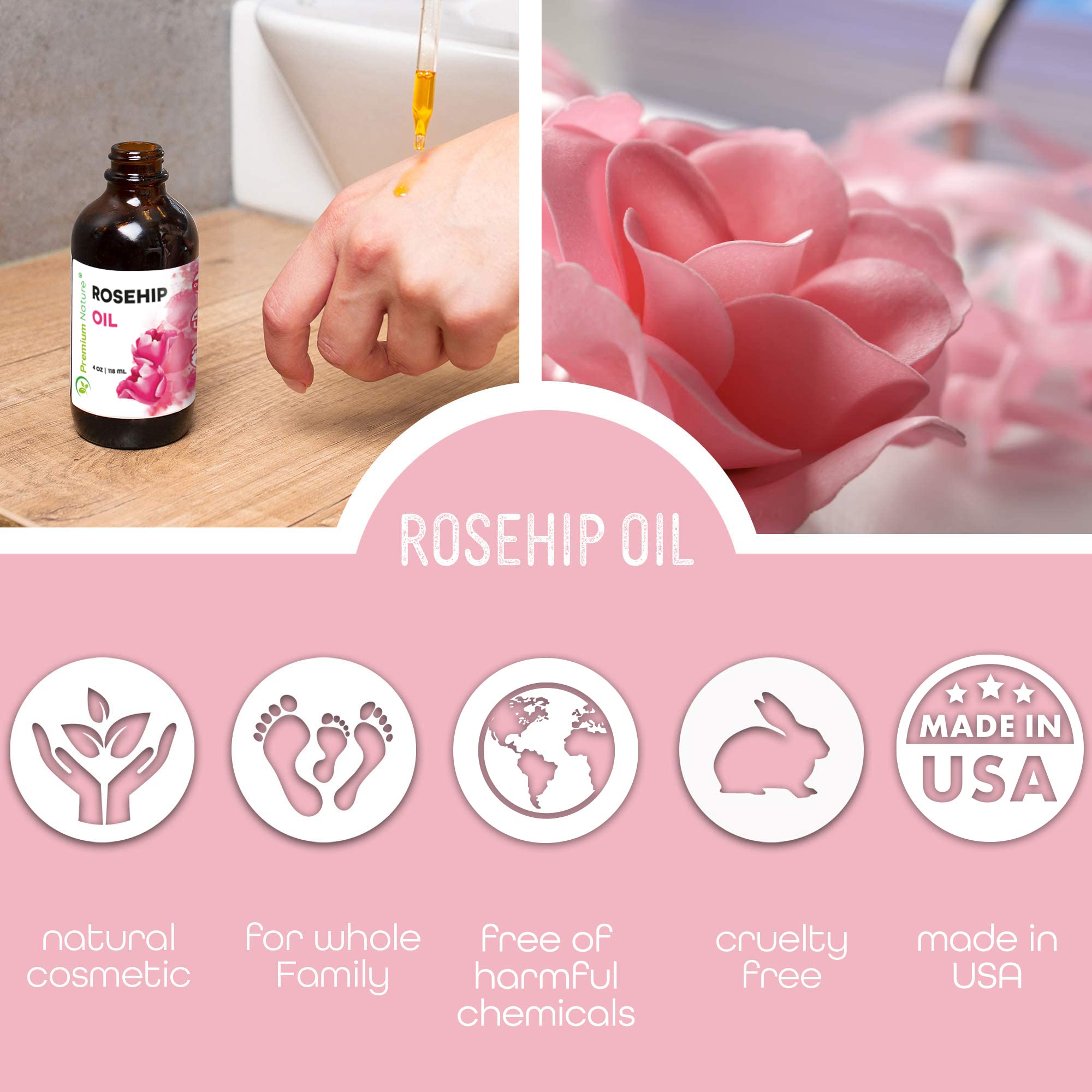 Cuidado de uñas con aceite de rosa Premium Nature