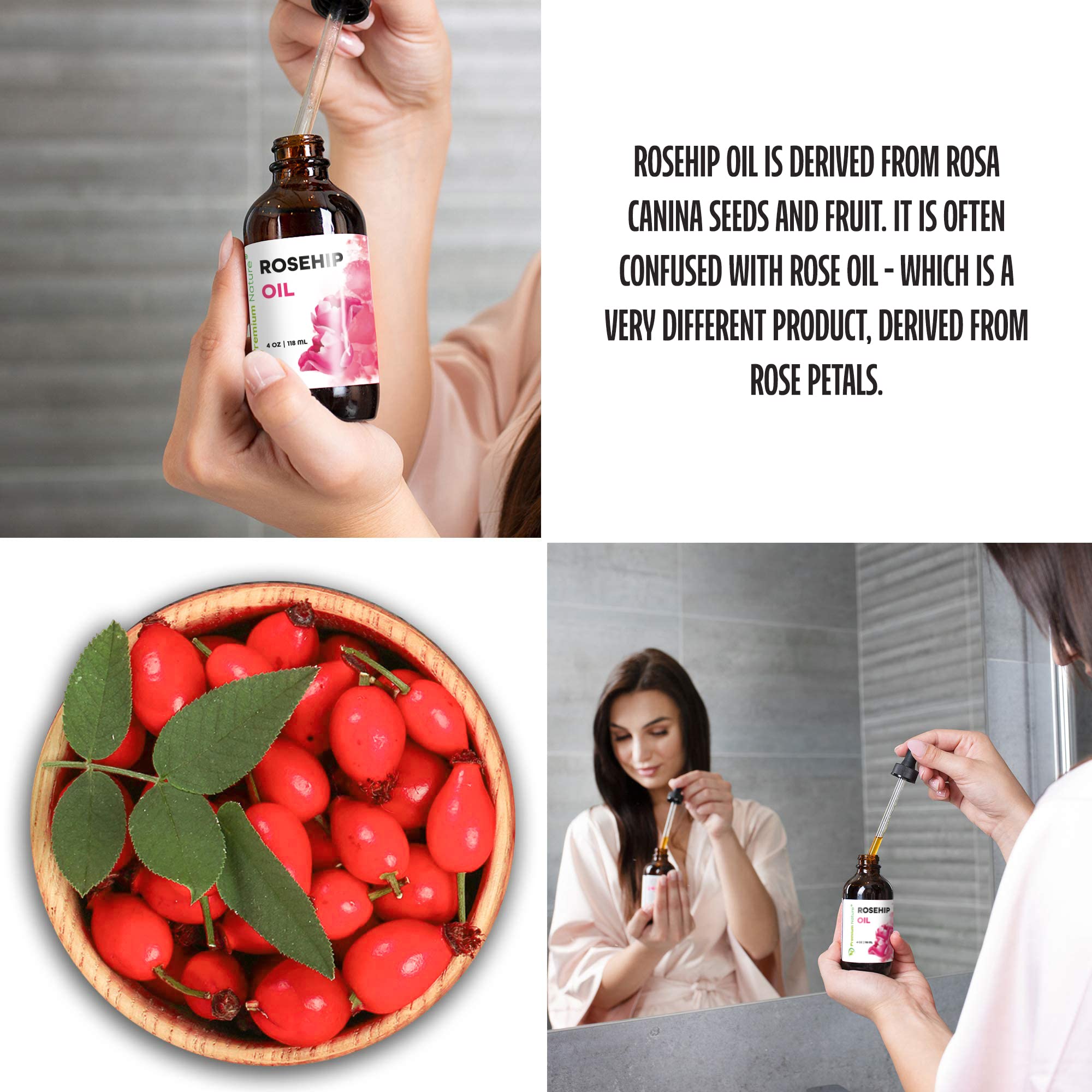 Aplicación con gotero: aceite de rosa para la piel