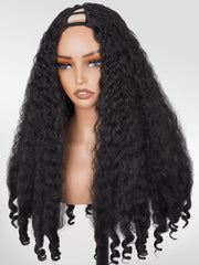Prempo Afro Wig con partes en V extremo rizado 24 pulgadas para volumen natural
