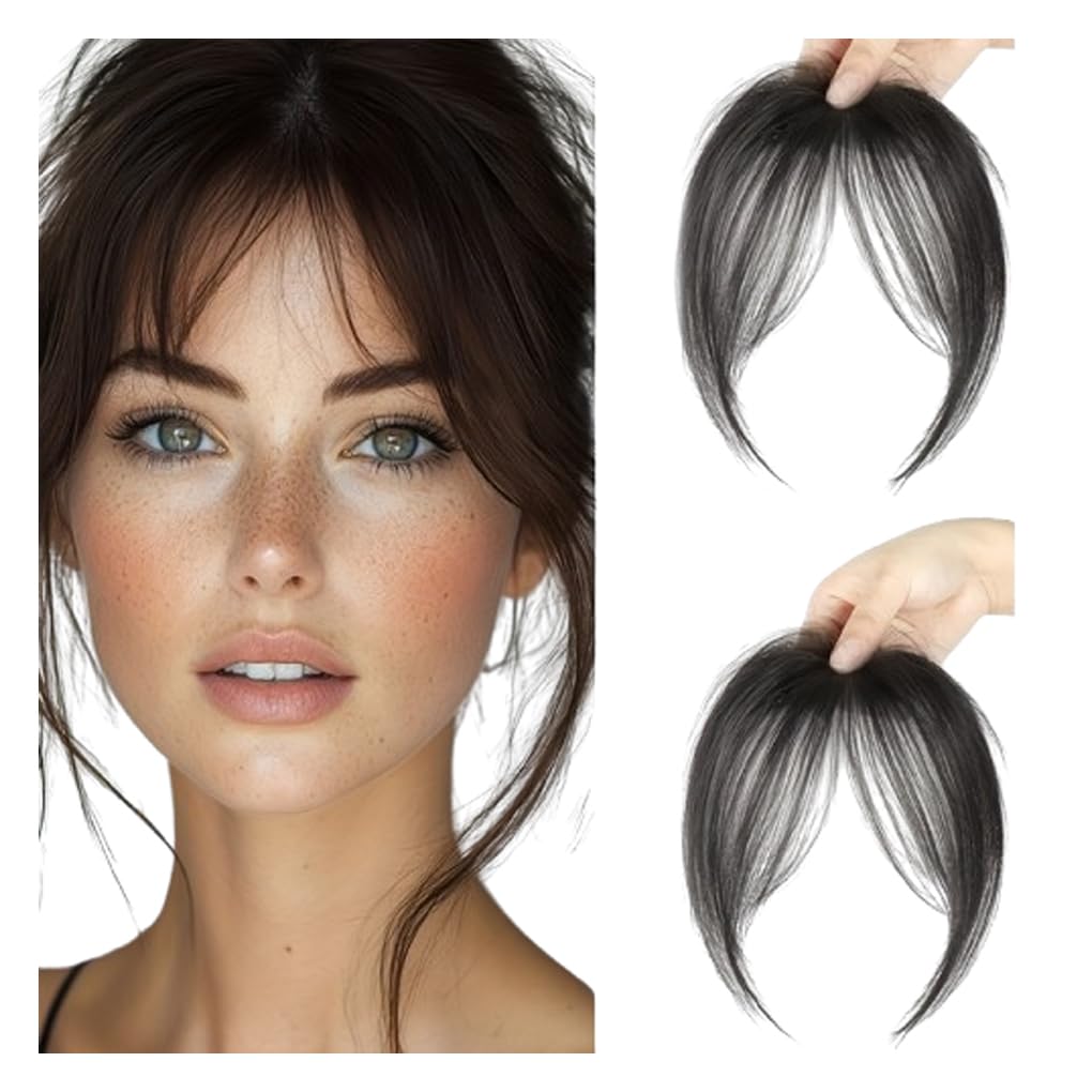 Pretelytiti Bangs Clip flequillo natural para la frente con look suave diario.