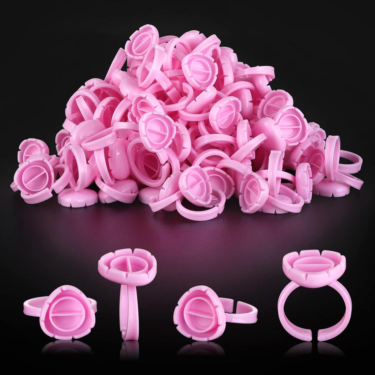 Pretty memory anillos de pegamento para pestañas en rosa, fáciles de usar.