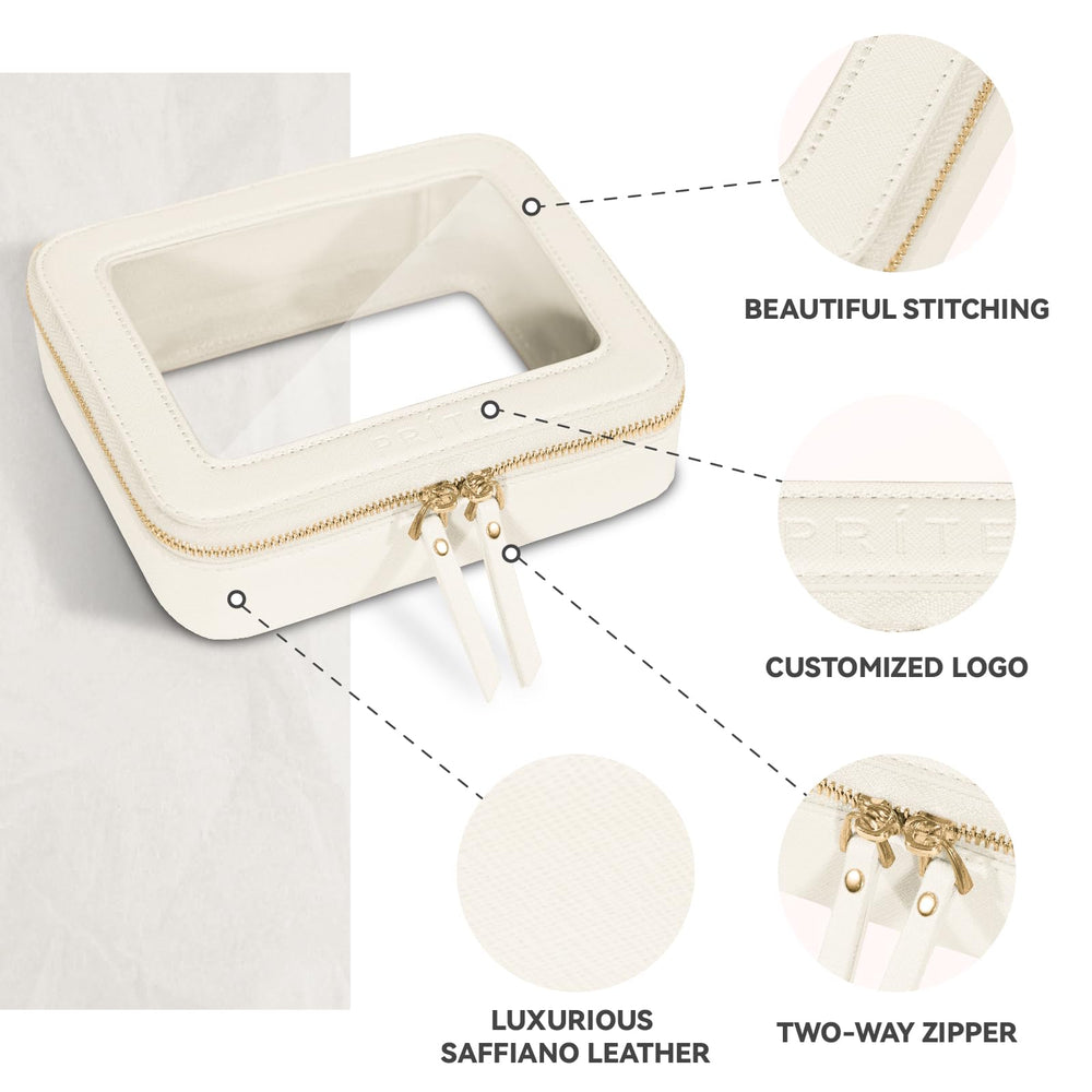 Prite bolsa maquillaje, espacio amplio para cosméticos y brochas.