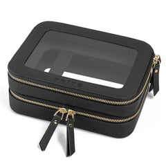 Prite bolsa maquillaje transparente de doble capa para organización rápida de cosméticos