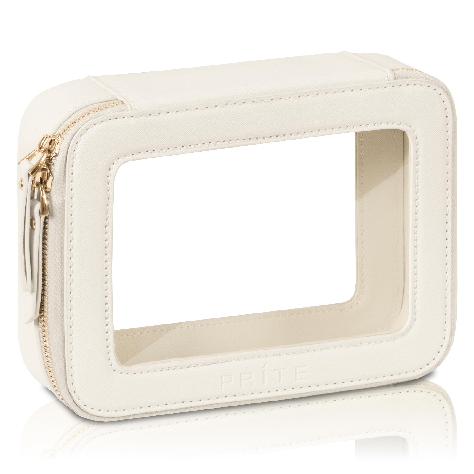 Prite bolsa de maquillaje transparente, visualización rápida de cosméticos.
