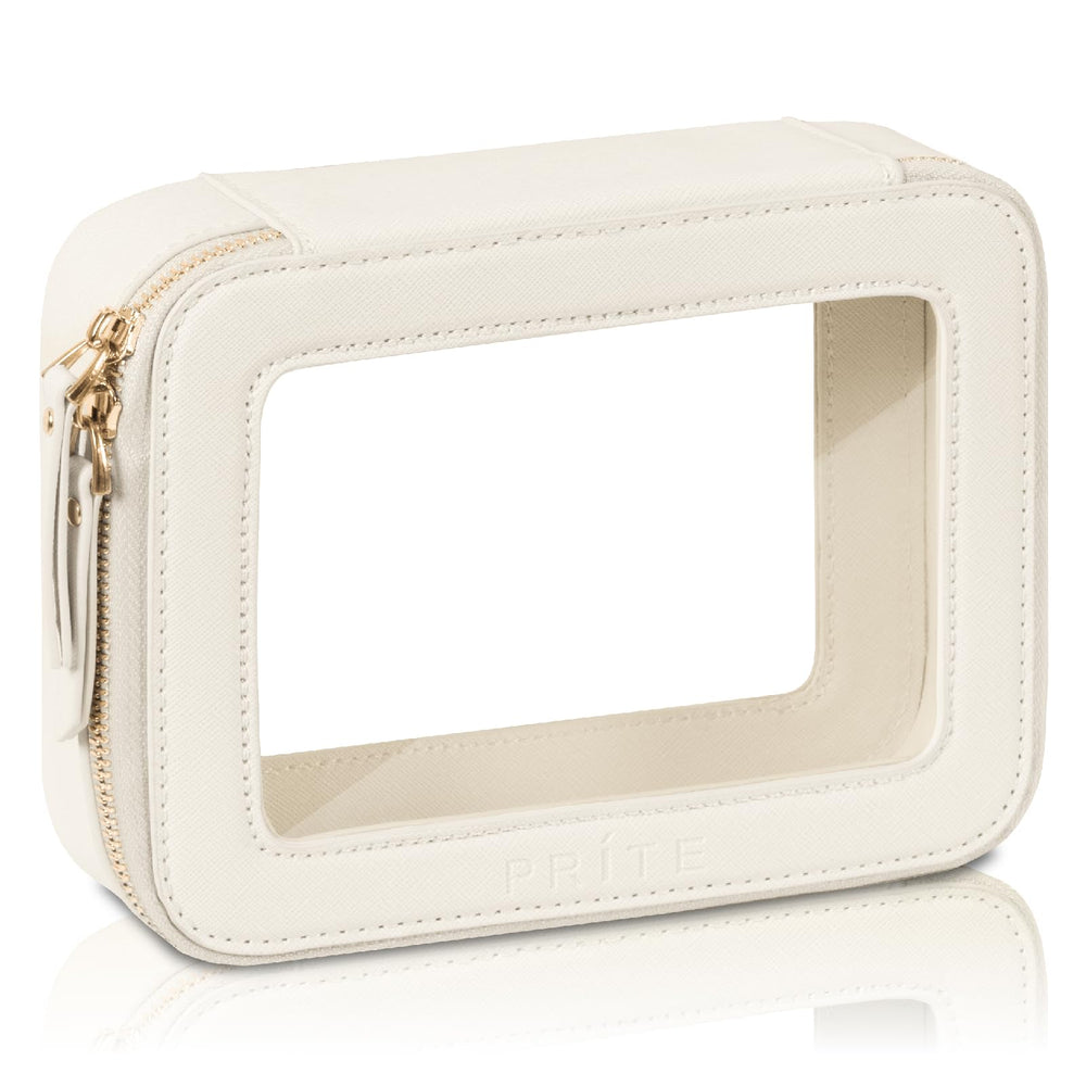 Prite bolsa de maquillaje transparente, visualización rápida de cosméticos.